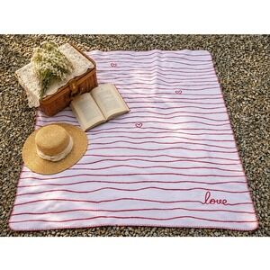 Docofil Red White Heart Love Stripe Cotton Blend Throw Blanket Romantic Coquette